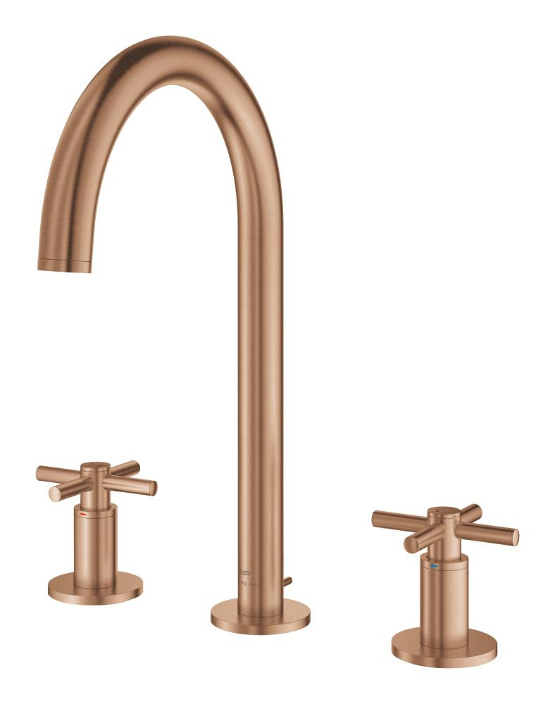 Grohe Atrio 3 Delikli Ankastre Lavabo Bataryası (4 Çubuklu Volan) L-Boy, Fırçalı Bakır - 20643DL0 - 3