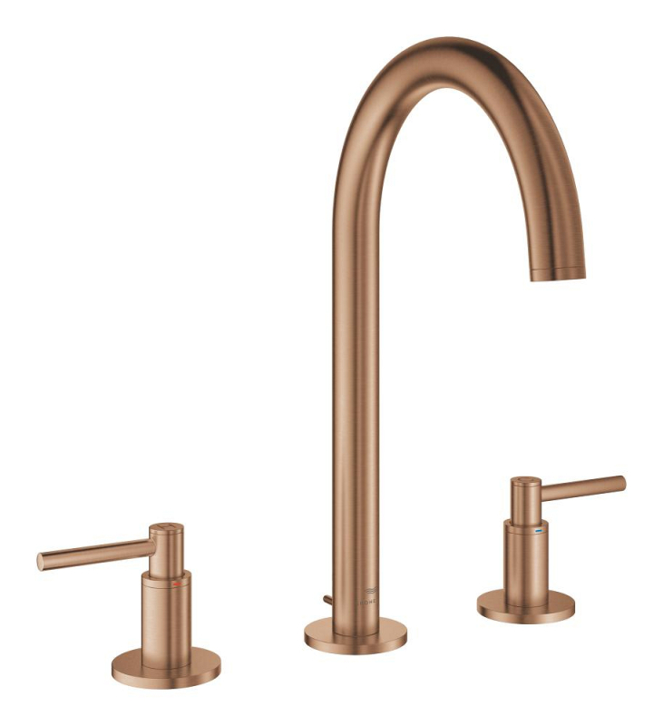 Grohe Atrio 3 Delikli Ankastre Lavabo Bataryası, Sifon Kumandalı, Fırçalı Bakır - 20649DL0 - GROHE