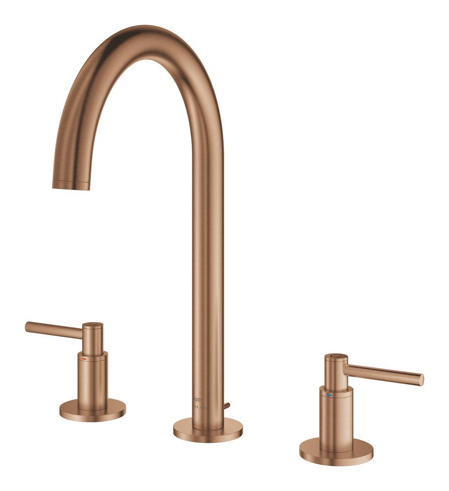 Grohe Atrio 3 Delikli Ankastre Lavabo Bataryası, Sifon Kumandalı, Fırçalı Bakır - 20649DL0 - 3