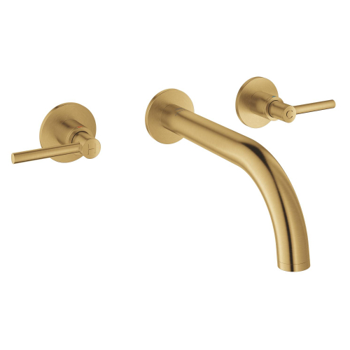 Grohe Atrio 3 Delikli Duvardan Ankastre Lavabo Bataryası (Sıva Üstü Grubu), Fırçalı Altın - 20662GN0 - 2