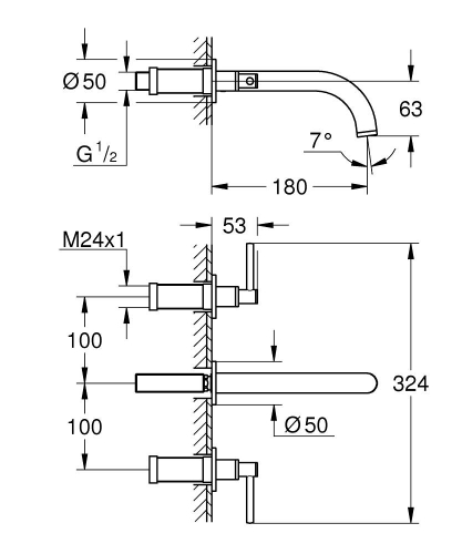 Grohe Atrio 3 Delikli Duvardan Ankastre Lavabo Bataryası (Sıva Üstü Grubu), Fırçalı Altın - 20662GN0 - 4
