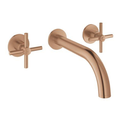 Grohe Atrio 3 Delikli Duvardan Ankastre Lavabo Bataryası (Sıva Üstü Grubu), Fırçalı Bakır - 20661DL0 - 1