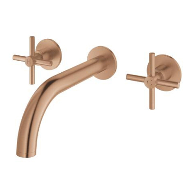 Grohe Atrio 3 Delikli Duvardan Ankastre Lavabo Bataryası (Sıva Üstü Grubu), Fırçalı Bakır - 20661DL0 - 2