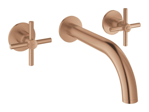 Grohe Atrio 3 Delikli Duvardan Ankastre Lavabo Bataryası (Sıva Üstü Grubu), Fırçalı Bakır - 20661DL0 - 1