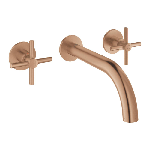 Grohe Atrio 3 Delikli Duvardan Ankastre Lavabo Bataryası (Sıva Üstü Grubu), Fırçalı Bakır - 20661DL0 - 2