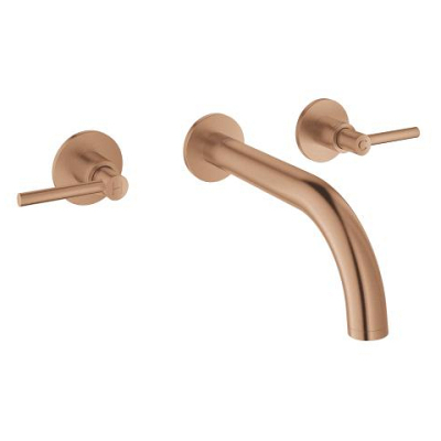 Grohe Atrio 3 Delikli Duvardan Ankastre Lavabo Bataryası (Sıva Üstü Grubu), Fırçalı Bakır - 20662DL0 - 1