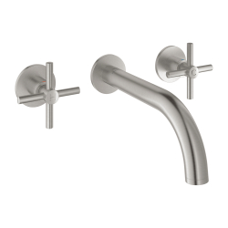 Grohe Atrio 3 Delikli Duvardan Ankastre Lavabo Bataryası (Sıva Üstü Grubu), Paslanmaz Çelik - 20661DC0 - 1