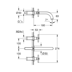 Grohe Atrio 3 Delikli Lavabo Bataryası - 20164003 - 2