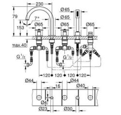 Grohe Atrio 5 Delikli Ankastre Küvet Bataryası (Sıva Üstü Grubu) - 29408000 - 3
