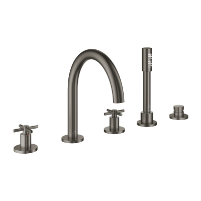 Grohe Atrio 5 Delikli Ankastre Küvet Bataryası (Sıva Üstü Grubu), Fırçalı Sert Grafit - 29408AL0 - 1