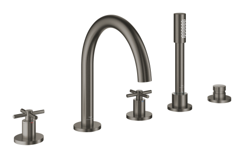 Grohe Atrio 5 Delikli Ankastre Küvet Bataryası (Sıva Üstü Grubu), Fırçalı Sert Grafit - 29408AL0 - GROHE