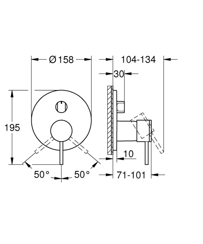 Grohe Atrio Ankastre Banyo/Duş Bataryası (Sıva Üstü Grubu), 3 Yollu, Paslanmaz Çelik - 24356DC0 - 4