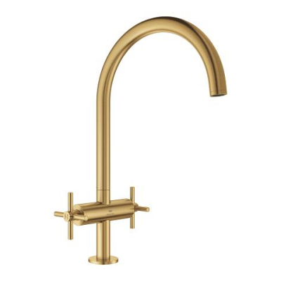 Grohe Atrio Kuğu Borulu Eviye Bataryası, Fırçalı Altın - 30609GN0 - 1