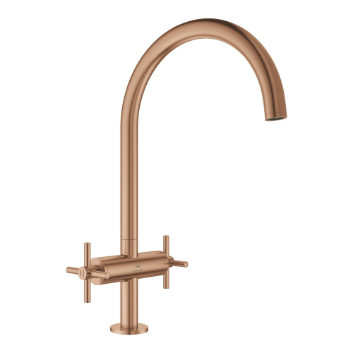 Grohe Atrio Kuğu Borulu Eviye Bataryası, Fırçalı Bakır - 30609DL0 - 2
