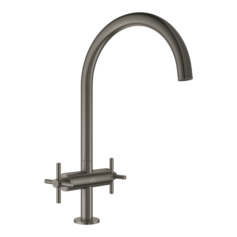 Grohe Atrio Kuğu Borulu Eviye Bataryası, Fırçalı Sert Grafit - 30609AL0 - 2