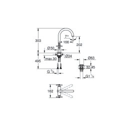 Grohe Atrio Tek delikli lavabo bataryası 1/2