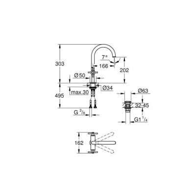 Grohe Atrio Tek delikli lavabo bataryası 1/2