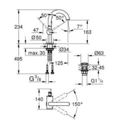Grohe Atrio Lavabo Bataryası (M-Boy), Bakır - 24363DA0 - 3