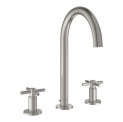 Grohe Atrio 3 Delikli Ankastre Lavabo Bataryası (4 Çubuklu Volan) L-Boy, Paslanmaz Çelik - 20643DC0 - 1
