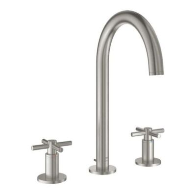 Grohe Atrio 3 Delikli Ankastre Lavabo Bataryası (4 Çubuklu Volan) L-Boy, Paslanmaz Çelik - 20643DC0 - 1