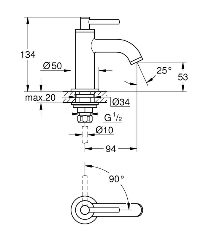 Grohe Atrio Lavabo Musluğu 1/2