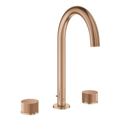Grohe Atrio Private Collection 3 Delikli Ankastre Lavabo Bataryası, Sifon Kumandalı (L-Boy), Fırçalı Bakır - 20595DL0 - 1