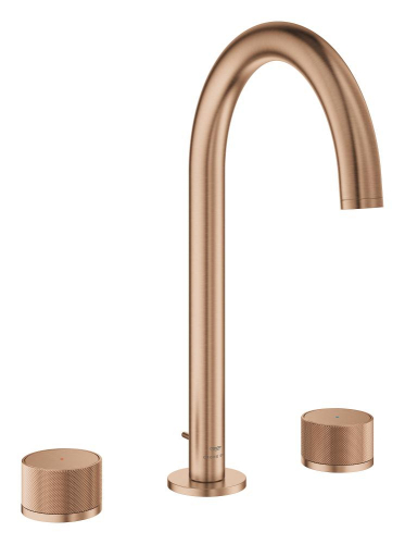 Grohe Atrio Private Collection 3 Delikli Ankastre Lavabo Bataryası, Sifon Kumandalı (L-Boy), Fırçalı Bakır - 20595DL0 - 1