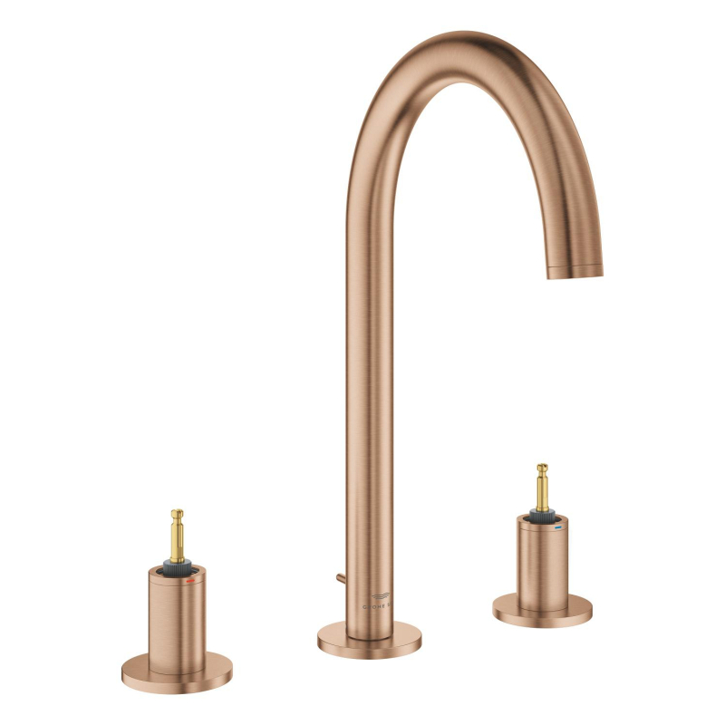 Grohe Atrio Private Collection 3 Delikli Ankastre Sifon Kumandalı Lavabo Bataryası (L-Boy), Fırçalı Bakır - 20593DL0 - 2