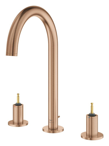 Grohe Atrio Private Collection 3 Delikli Ankastre Sifon Kumandalı Lavabo Bataryası (L-Boy), Fırçalı Bakır - 20593DL0 - 3