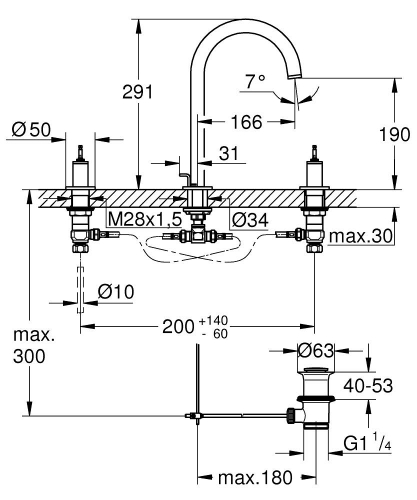 Grohe Atrio Private Collection 3 Delikli Ankastre Sifon Kumandalı Lavabo Bataryası (L-Boy), Fırçalı Bakır - 20593DL0 - 4