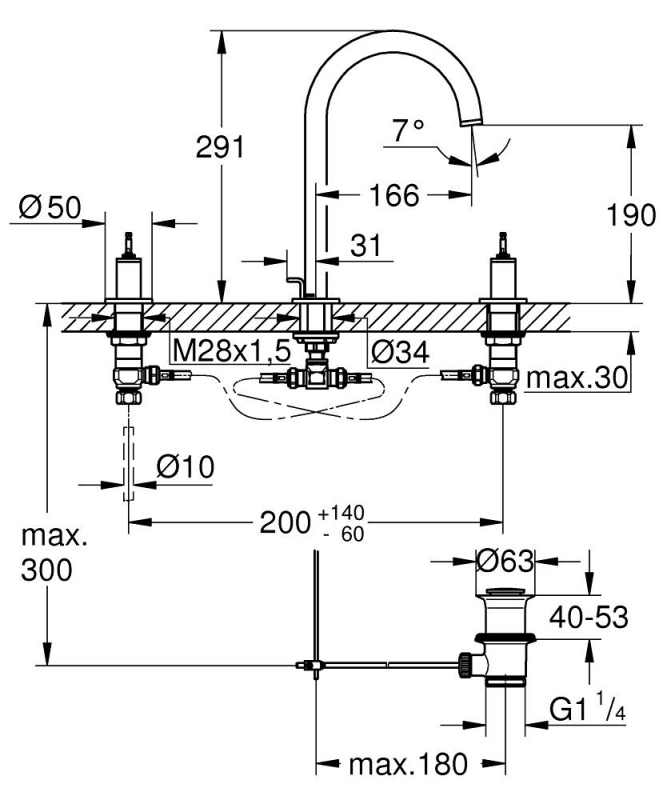 Grohe Atrio Private Collection 3 Delikli Ankastre Sifon Kumandalı Lavabo Bataryası (L-Boy), Fırçalı Bakır - 20593DL0 - 4
