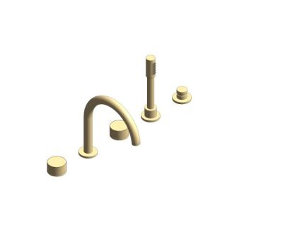 Grohe Atrio Private Collection 5 Delikli Ankastre Küvet Bataryası (Sıva Üstü Grubu), Fırçalı Altın - 25226GN0 - 1