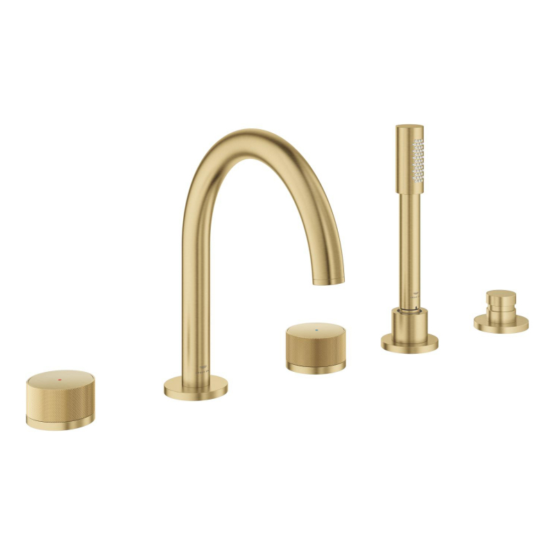 Grohe Atrio Private Collection 5 Delikli Ankastre Küvet Bataryası (Sıva Üstü Grubu), Fırçalı Altın - 25226GN0 - 2
