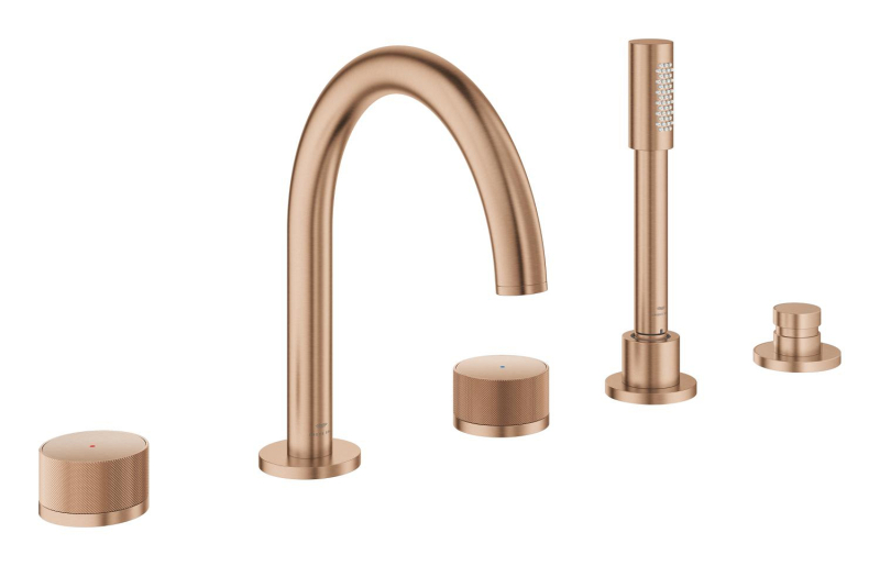 Grohe Atrio Private Collection 5 Delikli Ankastre Küvet Bataryası (Sıva Üstü Grubu), Fırçalı Bakır - 25226DL0 - 1