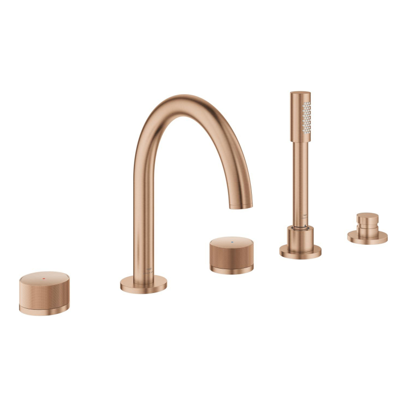 Grohe Atrio Private Collection 5 Delikli Ankastre Küvet Bataryası (Sıva Üstü Grubu), Fırçalı Bakır - 25226DL0 - 2