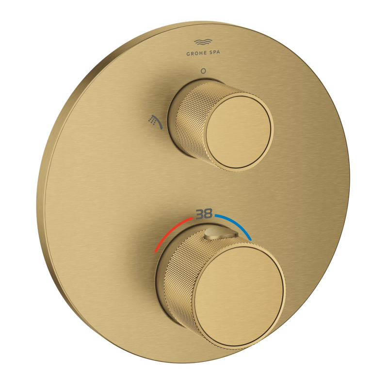 Grohe Atrio Private Collection Ankastre Termostatik Banyo Bataryası (2 Yollu, Sıva Üstü Grubu), Fırçalı Altın - 24396GN0 - 2
