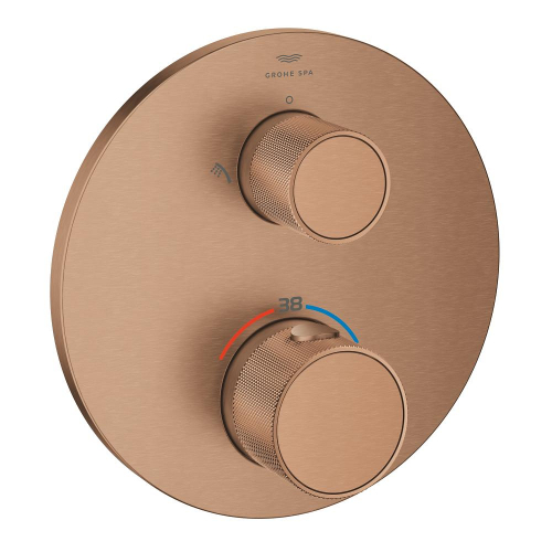 Grohe Atrio Private Collection Ankastre Termostatik Banyo Bataryası (2 Yollu, Sıva Üstü Grubu), Fırçalı Bakır - 24396DL0 - 1