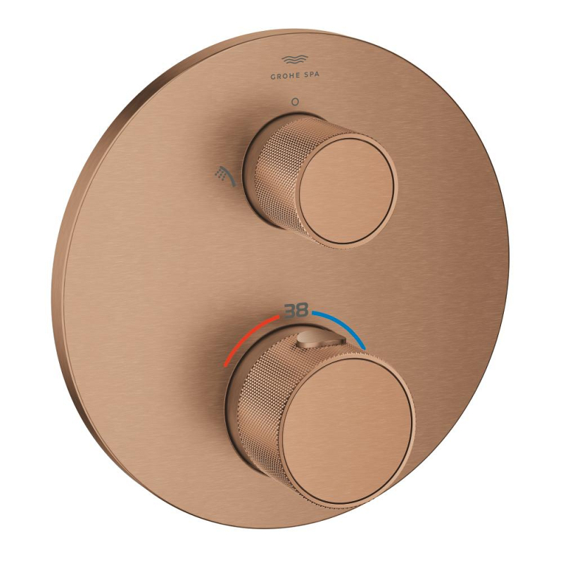Grohe Atrio Private Collection Ankastre Termostatik Banyo Bataryası (2 Yollu, Sıva Üstü Grubu), Fırçalı Bakır - 24396DL0 - 1
