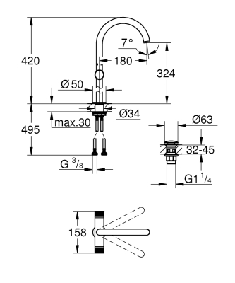 Grohe Atrio Private Collection Tek Delikli Lavabo Bataryası 1/2