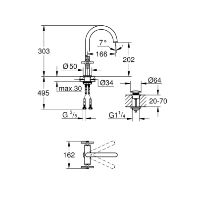 Grohe Atrio Tek Delikli Lavabo Bataryası 1/2