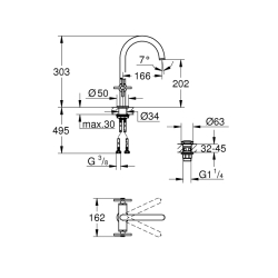 Grohe Atrio Tek Delikli Lavabo Bataryası 1/2