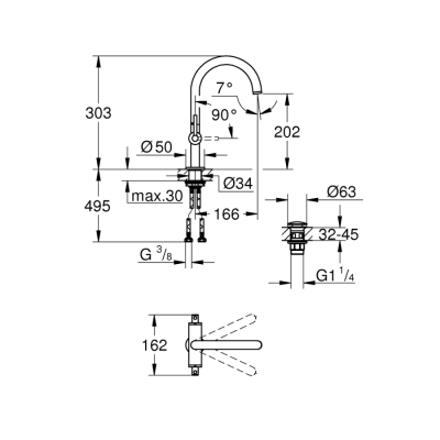 Grohe Atrio Tek Delikli Lavabo Bataryası 1/2