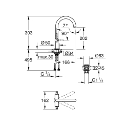 Grohe Atrio Tek Delikli Lavabo Bataryası 1/2