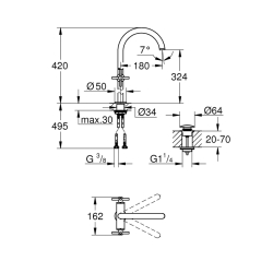 Grohe Atrio Tek Delikli Lavabo Bataryası 1/2