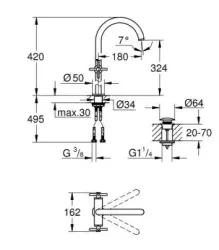 Grohe Atrio Tek delikli lavabo bataryası 1/2