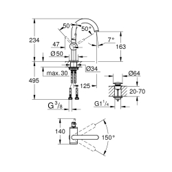 Grohe Atrio Tek Kumandalı Lavabo Bataryası
M-Boyut - 32043Dc3 - 2