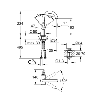 Grohe Atrio Tek Kumandalı Lavabo Bataryası
M-Boyut - 32043Dc3 - 2