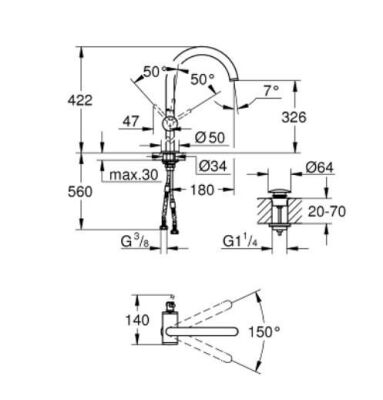Grohe Atrio Tek kumandalı lavabo bataryası XL-Boyut - 24365AL0 - 3