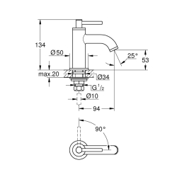 Grohe Atrio Tek Su Girişli Batarya 1/2