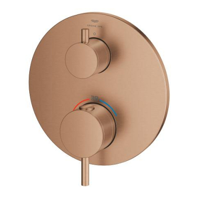 Grohe Atrio Termostatik Banyo/Duş Bataryası (Sıva Üstü Grubu), 2 Yollu, Fırçalı Bakır - 24358DL0 - 2